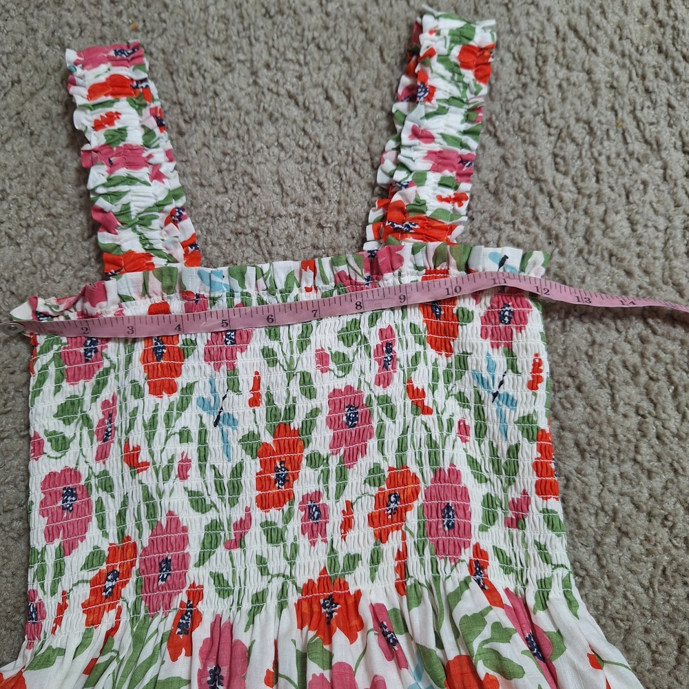 Kate Spade New York Bloom Smocked Ruffle Floral Print Sleeveless Dress Size XS - Picture 6 of 7
